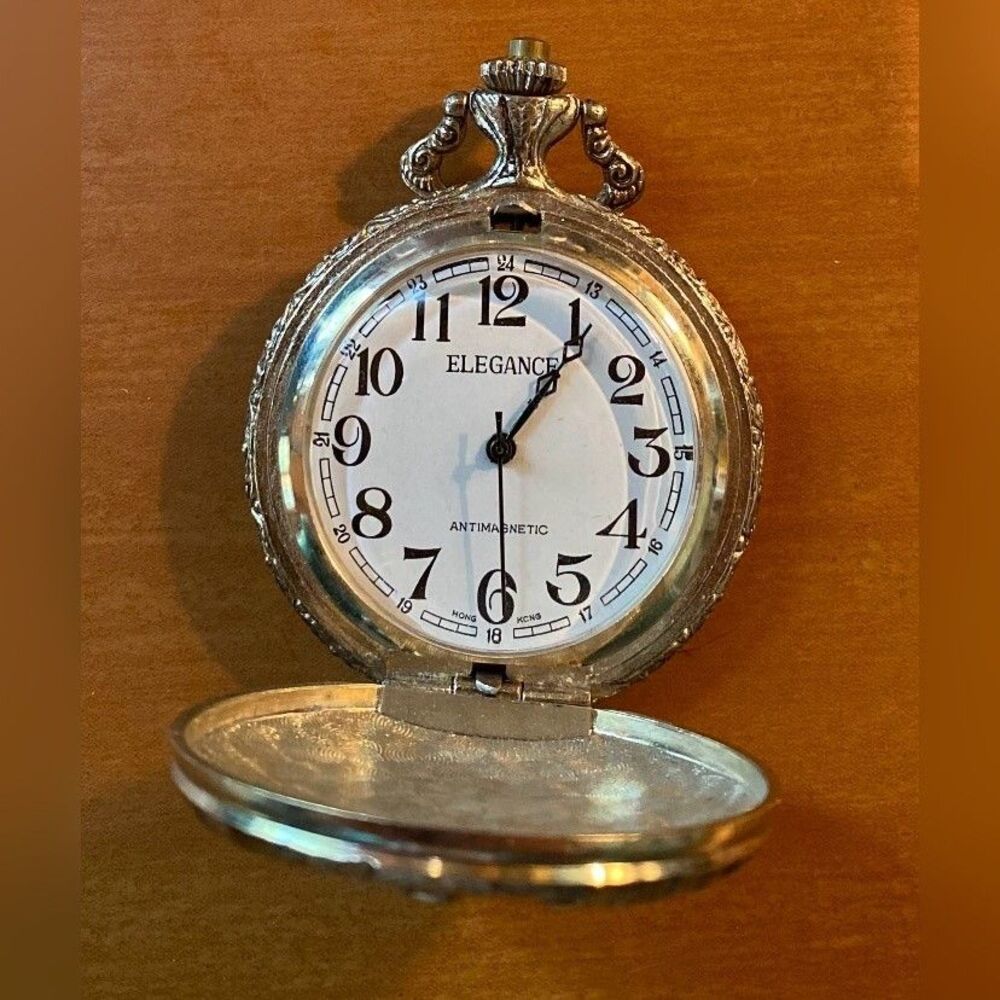 Vintage Elegance Pocket Watch Men's Gold White Dial Arabic Hunter Case READ